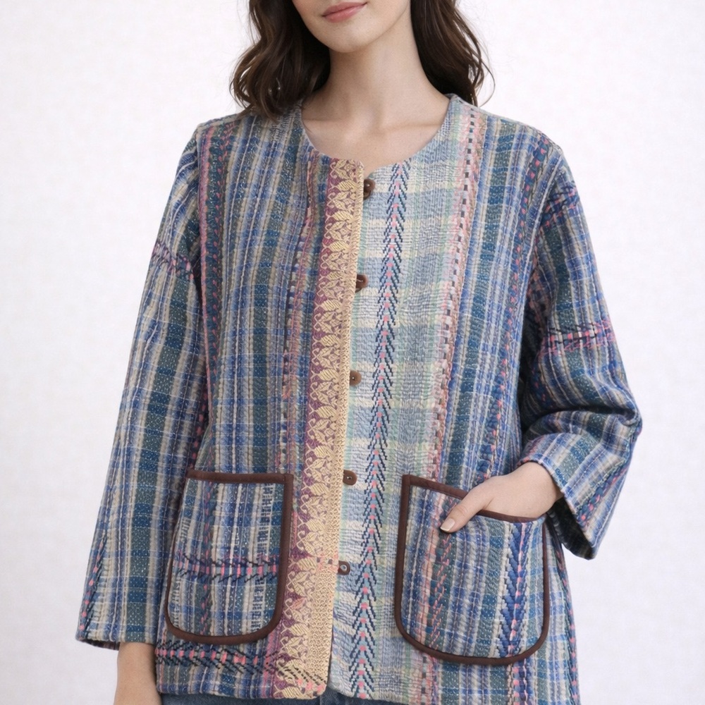 Reversible Indian Kantha Patchwork Jacket | Handm… - image 8
